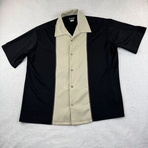 BC Ethic Bowling Shirt Mens Large Black Tan Retro Two Tone Made in USA